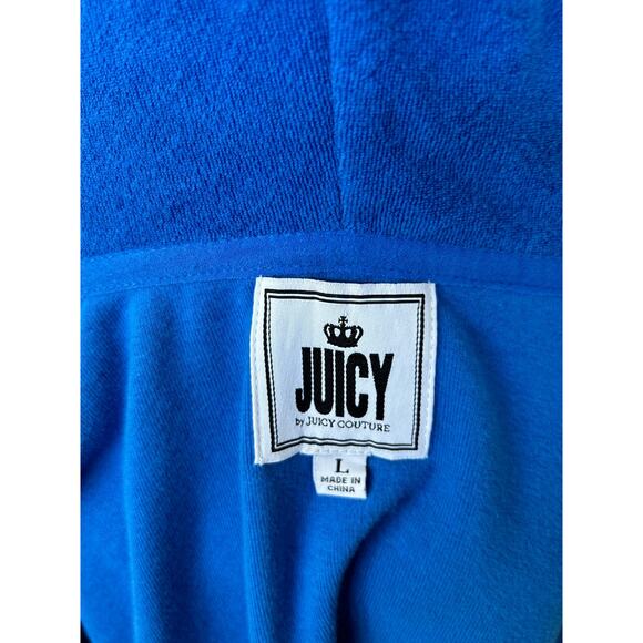 Vintage Juicy Couture Cobalt Blue Terry Cloth Zip Up Hoodie - Picture 4 of 6